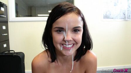 lovely chick with spunk on face. Photo #1