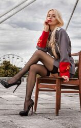 blonde teen stockings. Photo #1