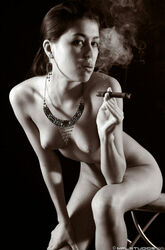 teen smoking nude. Photo #2